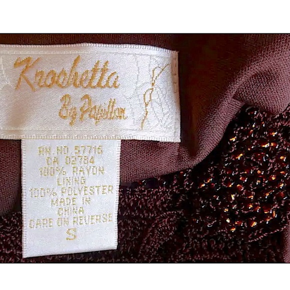 $340 Krochetta Papillon Beaded Crochet Gown Small 2 4 Hand Made Embroidered NWT - Picture 15 of 16